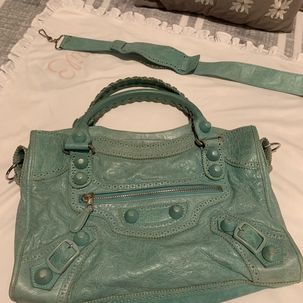 Balenciaga Aqua Leather Satchel